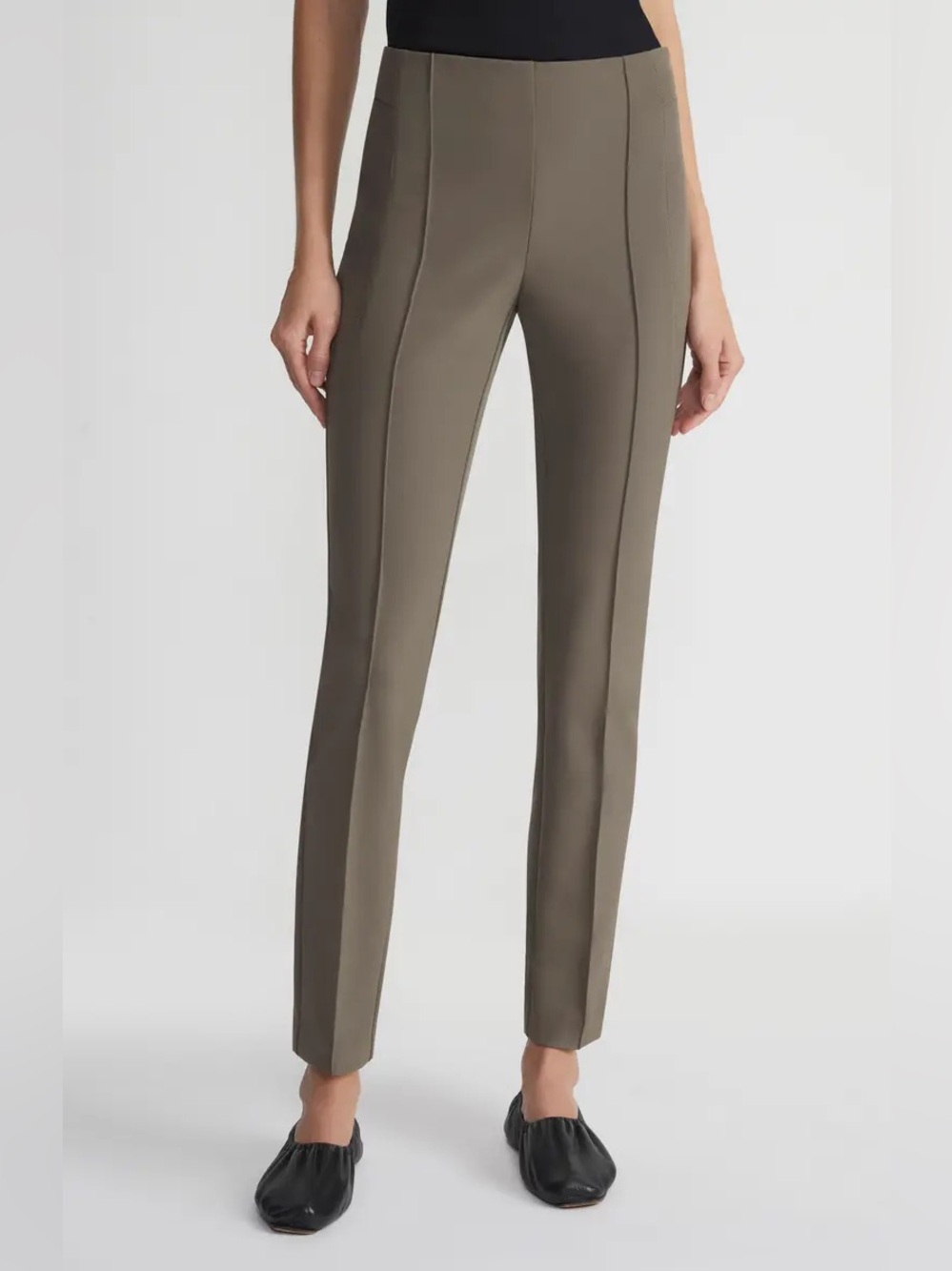 Lafayette 148 New York Gramercy Acclaimed Stretch Pants in Nougat Size 14 NWT